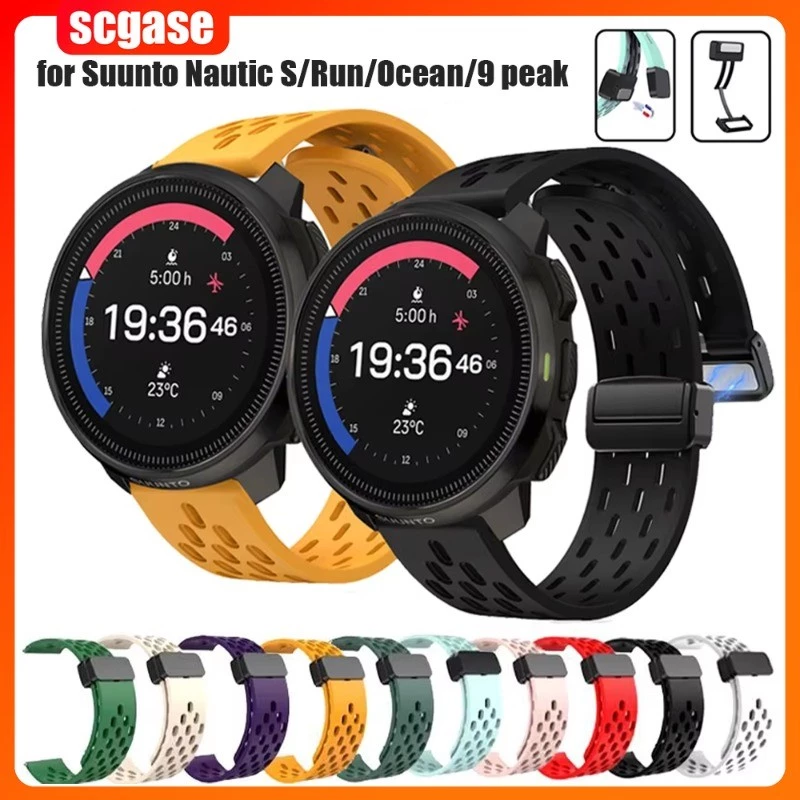 22 มม.ซิลิโคนแม่เหล็กสําหรับ Suunto Race 2/แนวตั้ง 2 สายรัดข้อมือสําหรับ Suunto 5 9 Peak Pro/Ocean/Race S/Nautic S/Run สร้อยข้อมืออุปกรณ์เสริม