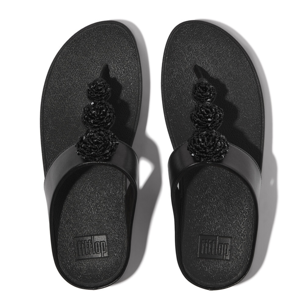 FITFLOP FINO BEADIE-BUTTON METALLIC รองเท้าแตะแบบหูหนีบผู้หญิง รุ่น IU1-565 สี BLACK ราคา ถูกที่สุด ดีลบีเคเค แกลเลอรีภาพที่ 3