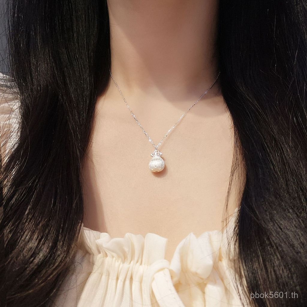 โซ่เงินแฟลชบริสุทธิ์Xiaohong Xiaofu s925 Book Clavicleสร้อยคอเพชรGold Dotโชคดีกระเป๋าสไตล์จีนแปรงสไต