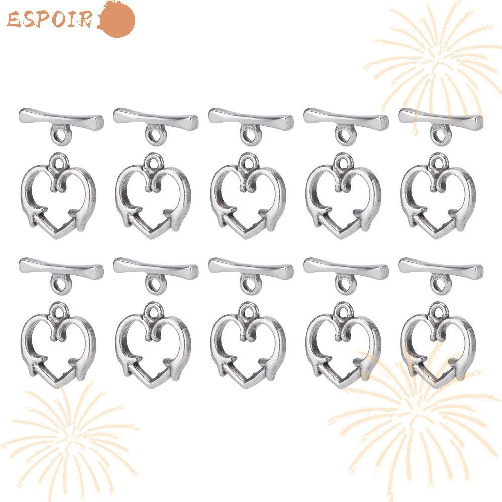ESPOIR1 20 ชิ้น OT Toggle Buckle, สแตนเลสใช้งานง่ายสลับเข็มกลัด, เครื่องประดับอุปกรณ์เสริมหัวใจ T-Ba