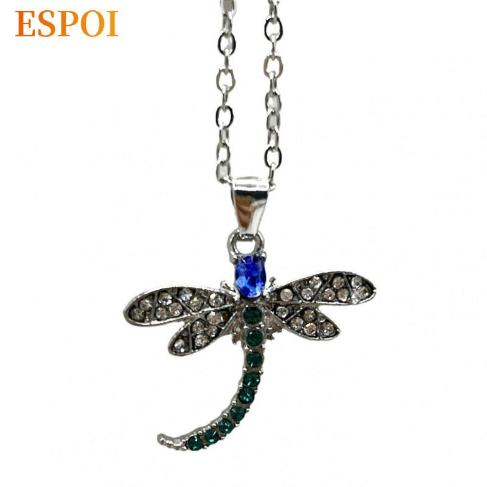 ESPOI สร้อยคอจี้แมลงปอ,สีสันCubic Zirconia DragonflyรูปCub Zirconiaสร้อยคอ,ฝังประณีตออกแบบเครื่องประ