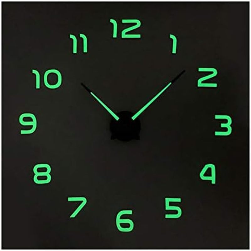 Wall Clock Wall clock,Luminous Wall Clock Large Nightlight Modern Clock Watch Horloge 3D DIY Acrylic