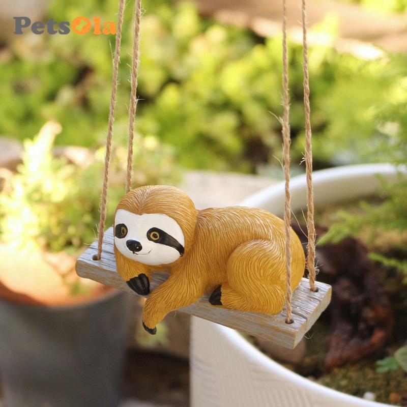 [คูลซู2] ประติมากรรมตกแต่ง Sloth, Handmade Sloth แขวนรูปปั้น,สวน Sloth ตุ๊กตาสําหรับรั้วสํานักงานกลา