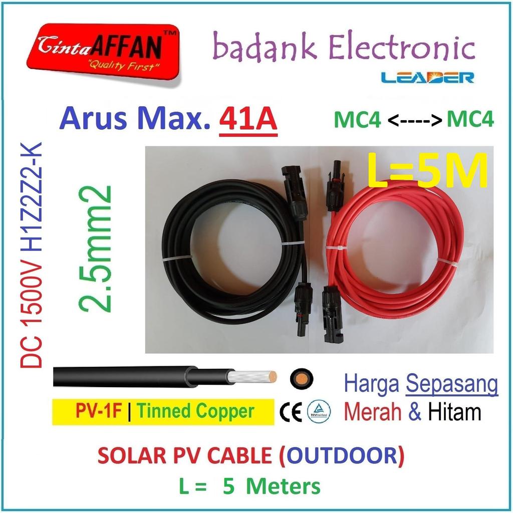 [MC4 --- MC4] สาย PV 1500V H1Z2Z2-K 2.5mm2 ทองแดงดีบุก L=5 เมตร