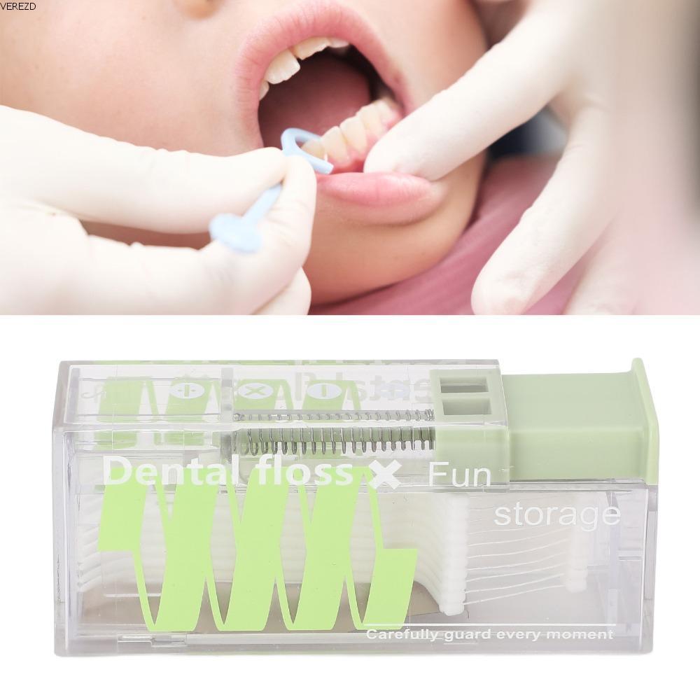 VEREZD 3 ชิ้น Floss Pick, เครื่องจ่ายไหมขัดฟันแบบรีฟิลแบบพกพา, ทนทานใช้งานง่าย Auto Popping Floss Pi