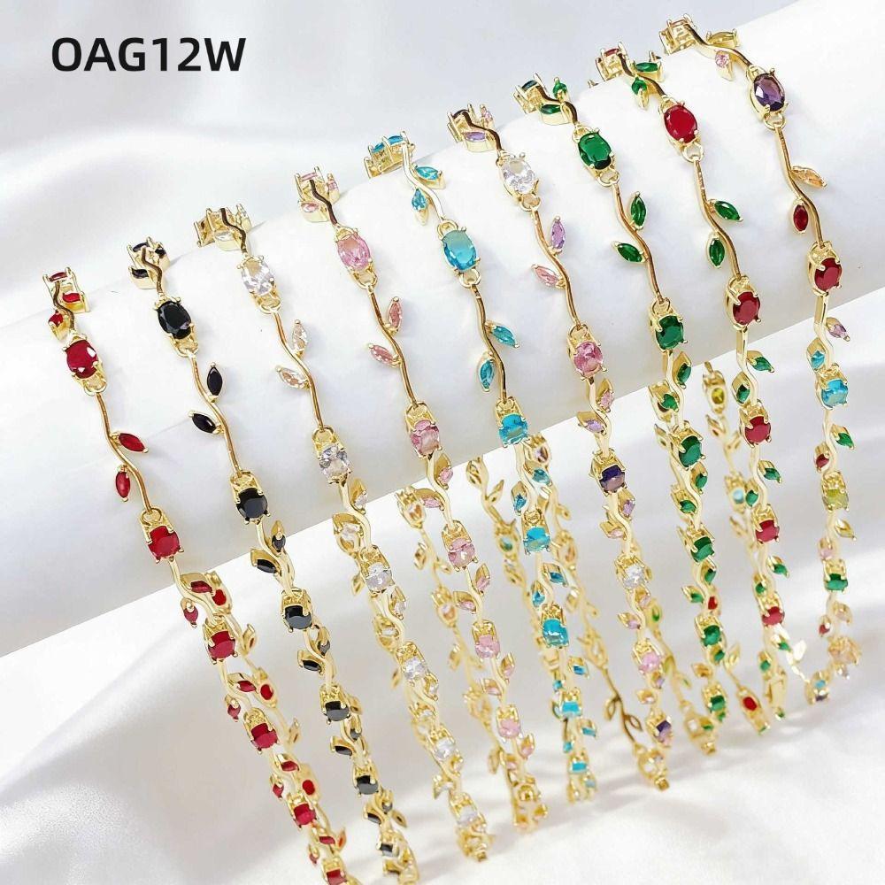 OAG12W สร้อยคอเพทาย, สร้อยคอดอกกุหลาบหรูหราหลากสี, ของขวัญสร้อยคอเถาวัลย์เพทายทองแดงหรูหรา