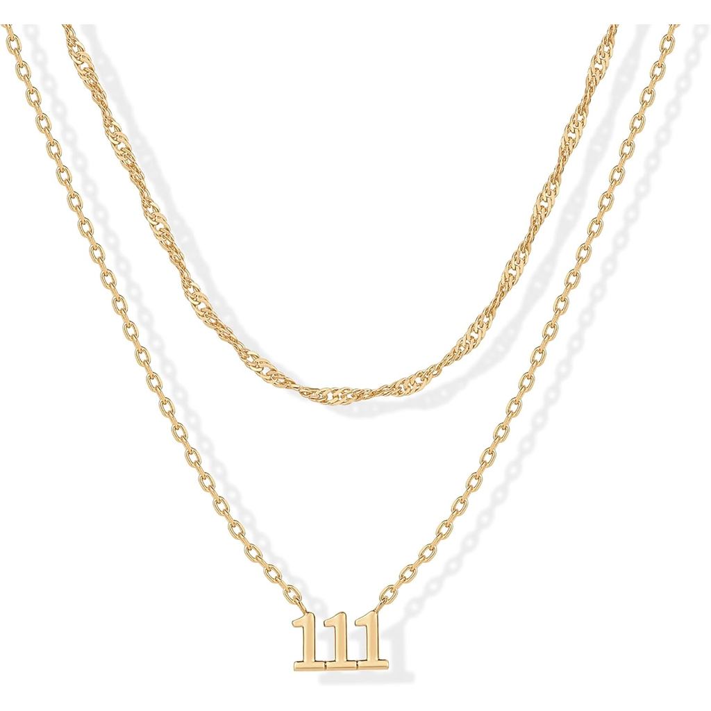 PAVOI14K Gold-Plated Angel Number Pendant Ladies Stacking Necklace | 999 สร้อยคอโซ่สิงคโปร์เลขนําโชค