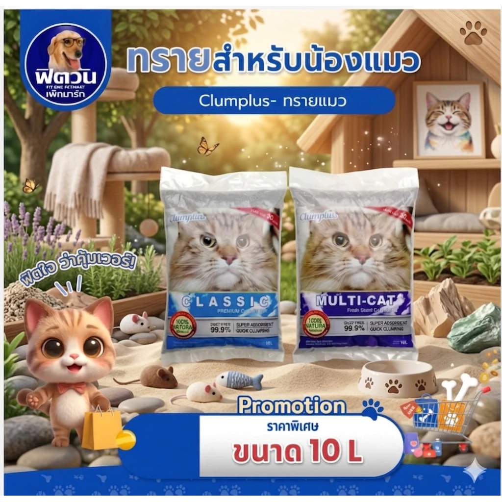 [ 1 ถุง ] ทรายแมวภูเขาไฟ Clumplus 10 ลิตร{ทรายแมว}