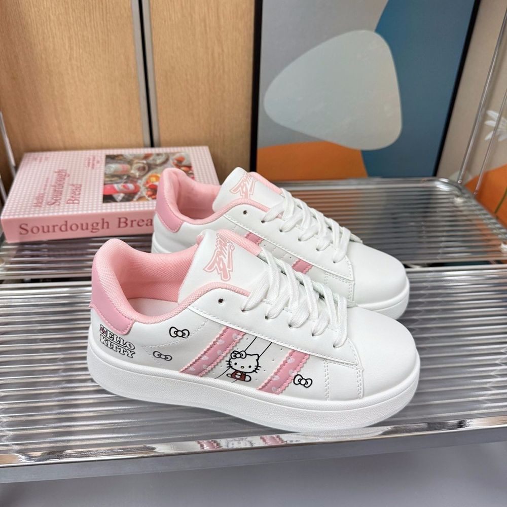 2025 สินค้าใหม่ Hello Kitty รองเท้า kitty Cat Joint รองเท้า Hello kitty รองเท้าสีขาว Shell Toe รองเท