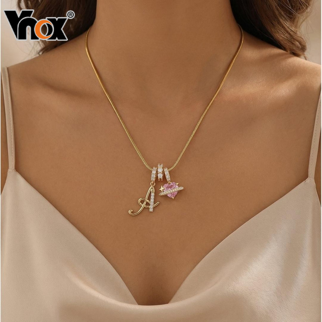Vnox สร้อยคอมินิมอลิสต์สแตนเลสและทับทิม CZ แท้ พร้อมจี้หัวใจไม่ซีดจาง อัปลักษณ์สำหรับของขวัญวันสำคัญ