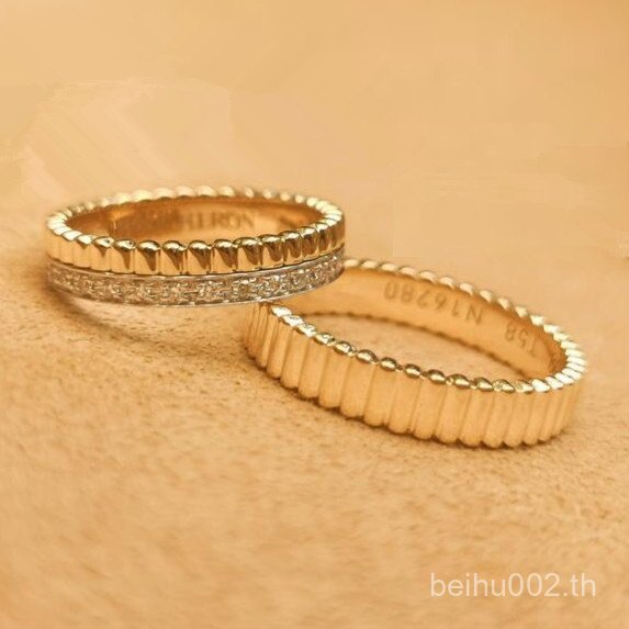 ⭐⭐Baojia 925 เงินหนาชุบ Mijin Luo ซาตินแหวนรุ่นสูง CNC Seiko Diamond-Stacked เกียร์สี-แยกลูกปัดซ้อนแ