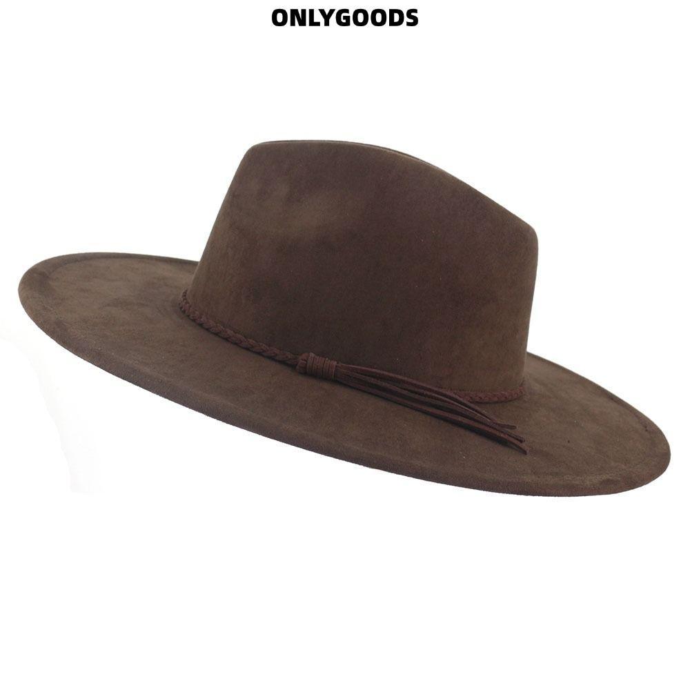 หมวก Fedora ปีกกว้าง ทำจากหนังนิ่ม สไตล์คลาสสิก เหมาะสำหรับงานปาร์ตี้หรือสวมใส่ในโอกาสสำคัญ