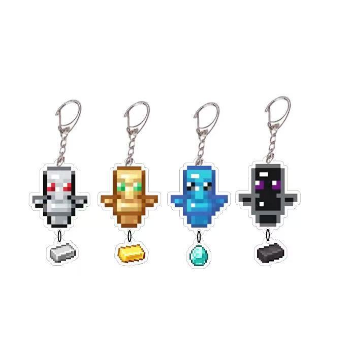 Minecraft Minecraft Merchandise พวงกุญแจจี้ Undead Totem Gold Masonry Alloy อะคริลิค 26.4.21
