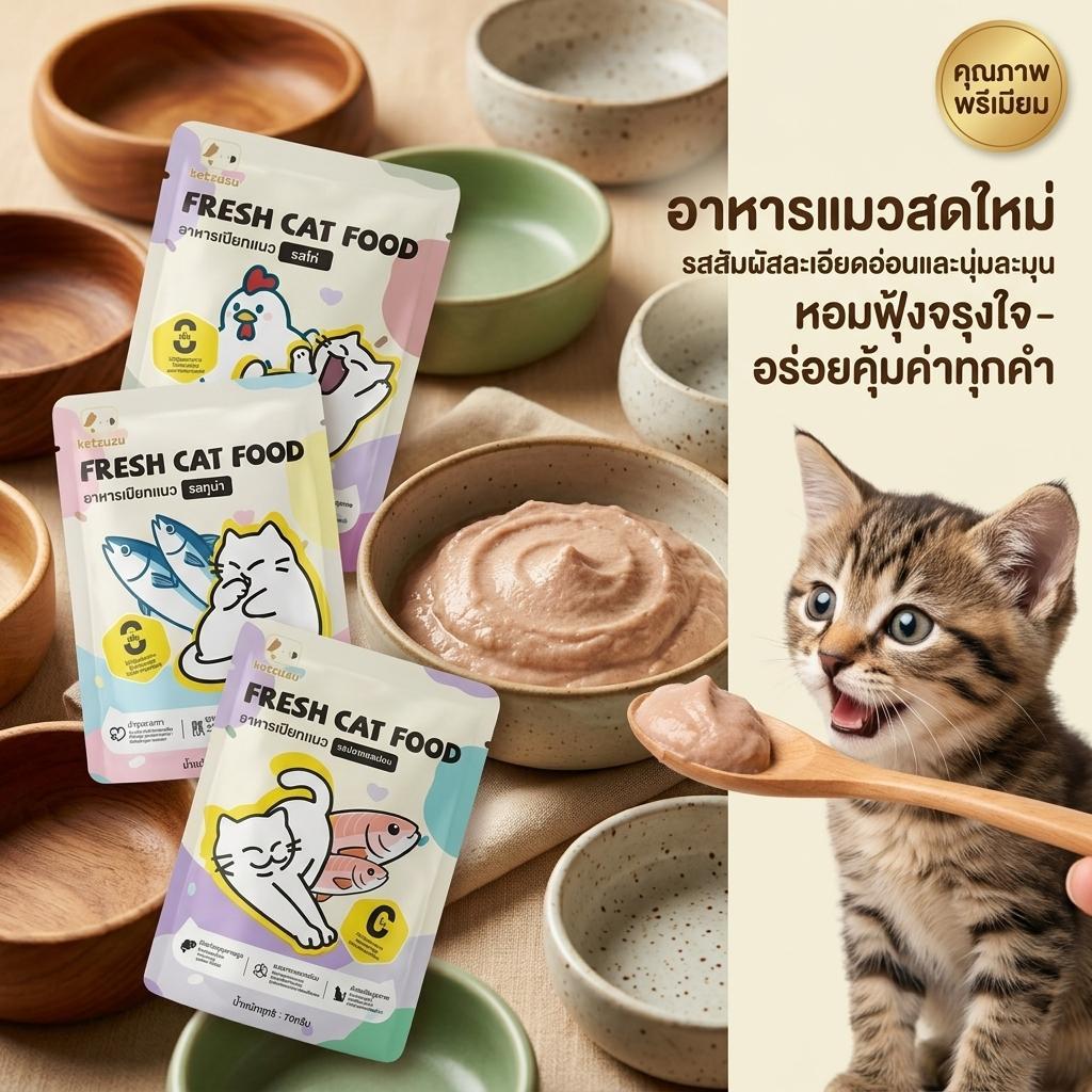 【Ketzuzu】70G อาหารเปียกแมว อาหารเปียกแมว healthy gut เกรนฟรี ไม่เติมเกลือ เหมาะกับแมวทุกสายพันธุ์