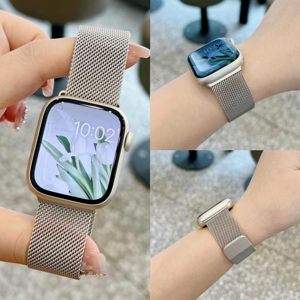 เหมาะสําหรับ iwatch11 Strap apple S9 Watch apple ultra Milanese Metal Magnetic Gradient 8/7
