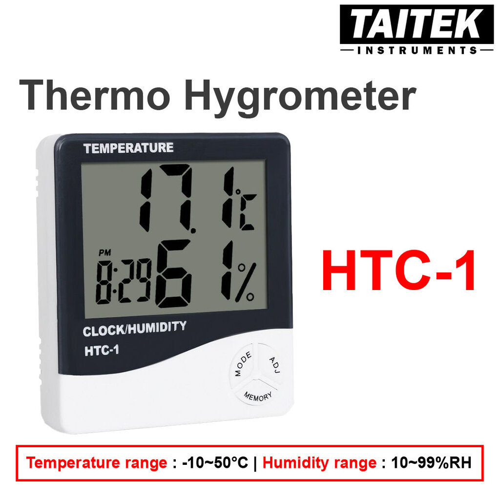 เครื่องวัดอุณหภูมิและความชื้น Thermo Hygrometer รุ่น HTC-1 ช่วงวัดอุณหภูมิ -10~50°C ช่วงวัดความชื้น 10~99%RH