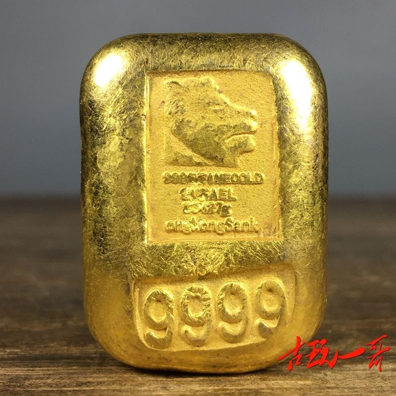 O Backflow Treasures Rare Lion Head 9999 ทองแดง Gilt Solid Gold Nuggage Gold Ingot Antique Gold เหรี