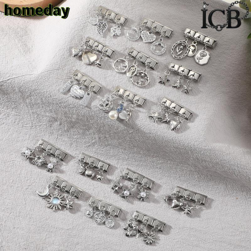 ICB 3PCS จี้อิตาเลียน Charm สร้อยข้อมือสแตนเลส ขนาด 9 มม. เพิ่มสไตล์และความงามให้สร้อยข้อมือของคุณ