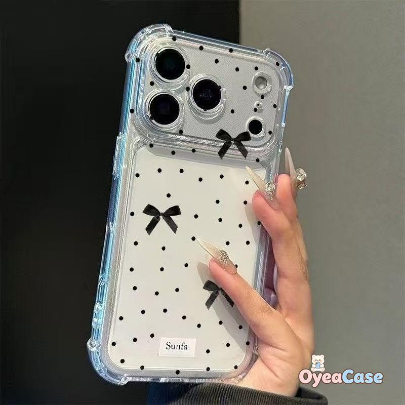 Polka Dot Ribbon Bow Clear Case สําหรับ Vivo V21E V20 SE V19 Neo V17 Pro V9 V5 Plus Y3 Y3S T4 Lite U