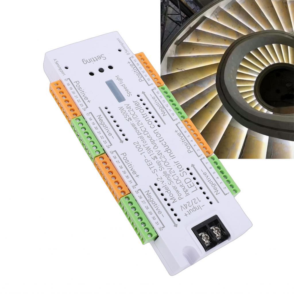 meily_fun.th Motion Sensor LED บันได Light Controller 32 ช่องบันไดอัตโนมัติ Step สำหรับ Home Mall St