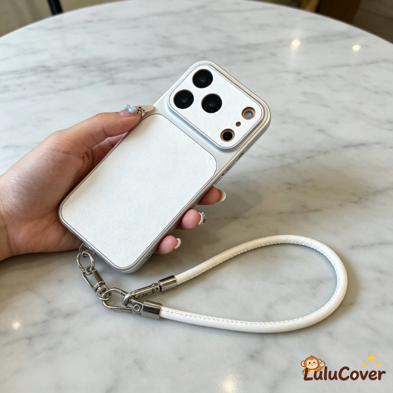 หรูหราสีขาว PU หนังสายคล้องมือสําหรับ Redmi K90 Pro Max K80 K70 K70E K60 K60E K50 Ultra K50i K40 K40S Turbo 5 Max 4 Pro Simple ปลอกธุรกิจกล้องฝาครอบป้องกัน ราคา ถูกที่สุด ดีลบีเคเค แกลเลอรีภาพที่ 3
