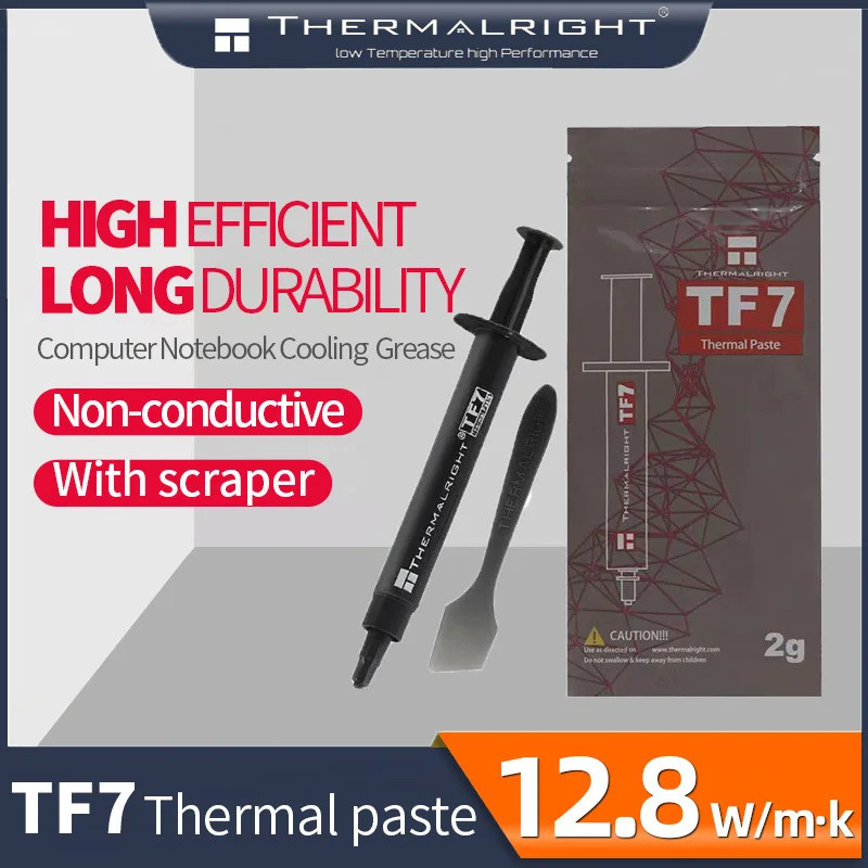 Thermalright TF7 วางความร้อน 12.8W/mk สําหรับคอมพิวเตอร์โน๊ตบุ๊ค CPU การกระจายความร้อน 2g จาระบีซิลิ