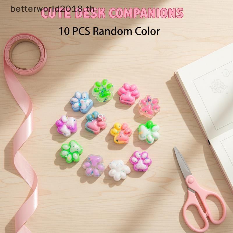 [bet] 10 ชิ้นสุ่มมินิกรงเล็บแมวน่ารักหยิกสนุกที่มีสีสันฟิลเลอร์สําหรับลดความดันสไตล์การ์ตูน [TH]