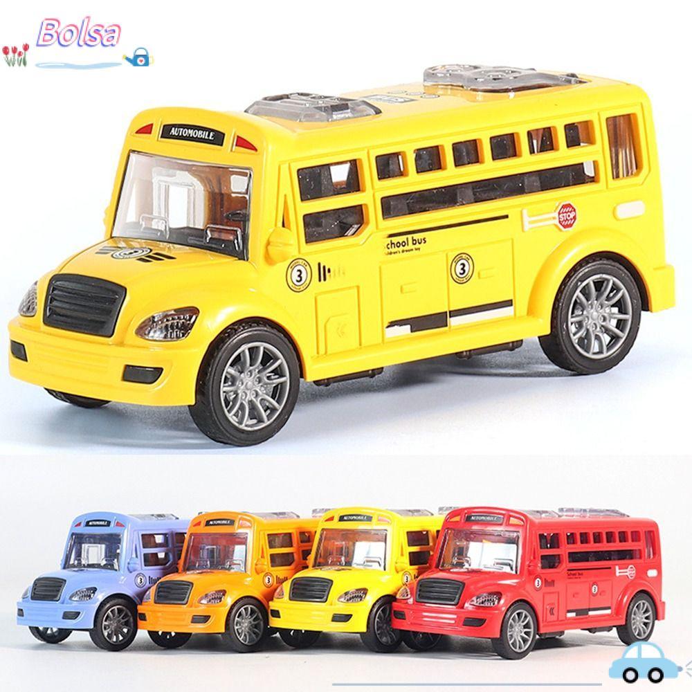 BOLSA ของเล่นรถเฉื่อยเปิดประตูได้ไม่ต้องใช้แบตเตอรี่ Coasting School Bus Campus Bus