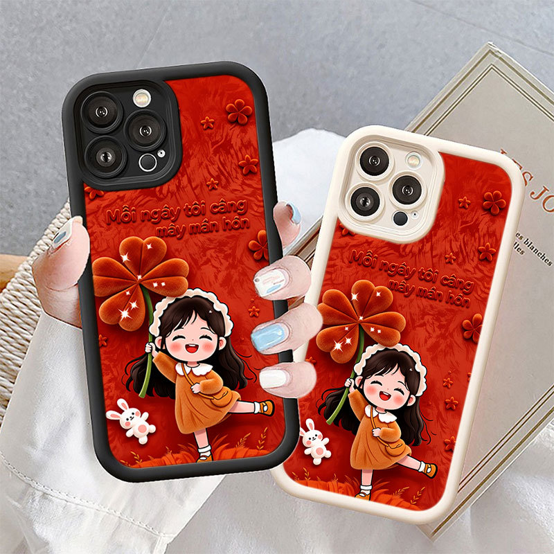 การ์ตูน Four Leaf สาวเคสโทรศัพท์สําหรับ Xiaomi 15T 14T 13T 11T Pro POCO X7 X6 M6 Pro C65 C75 C61 M5S