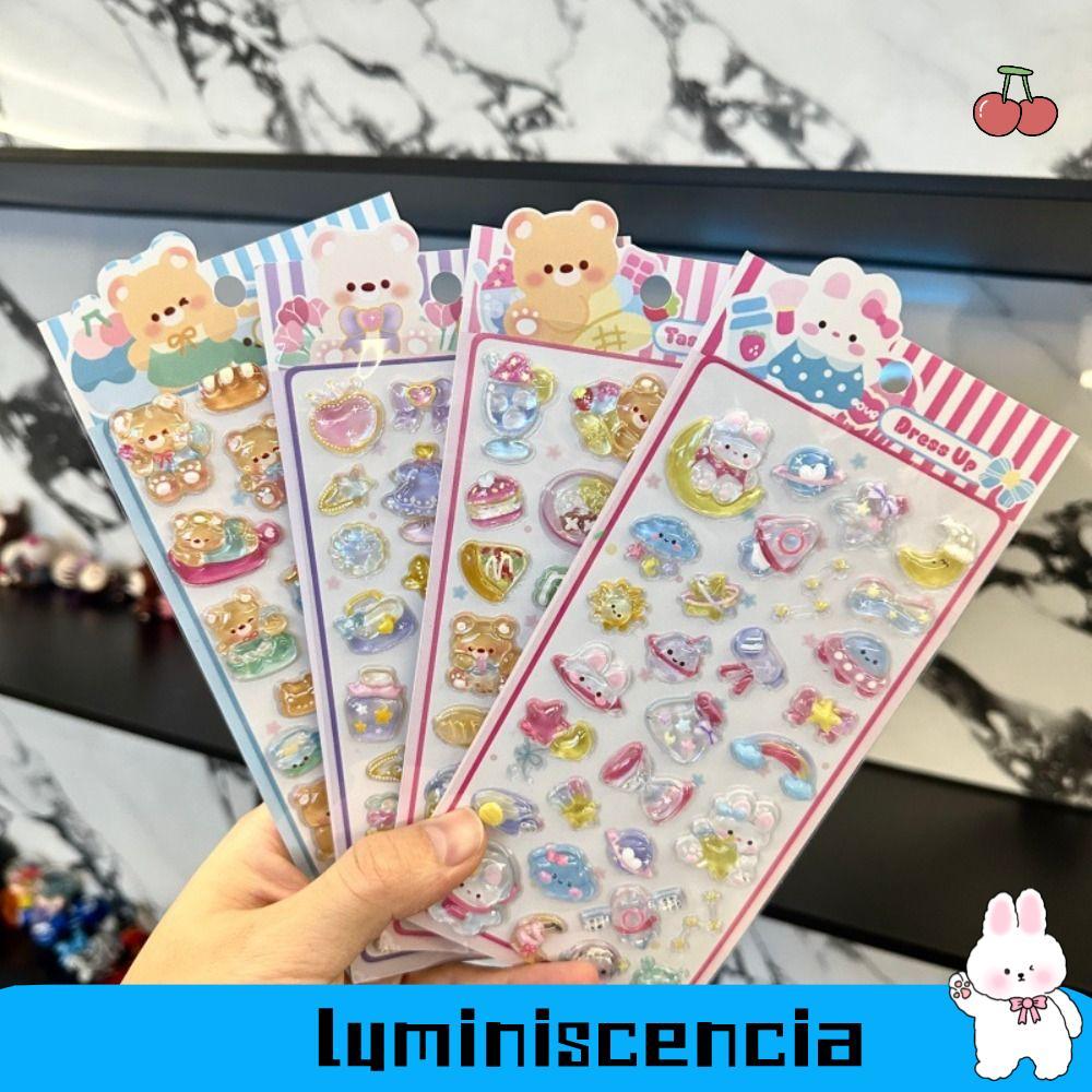 LUMINESCIA สติกเกอร์คริสตัล, Bonbon Drop Seal การ์ตูน Decals บรรเทา Stiers DROP Particle Decal, การอ