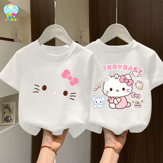 【ส่งจากกรุงเทพฯ】NFV KIDS รุ่นใหม่มาแรง💖เสื้อยืดแขนสั้นเด็ก ระบายอากาศ ลายพิมพ์แมวน่ารัก oversize สะดวกสบาย YG5561