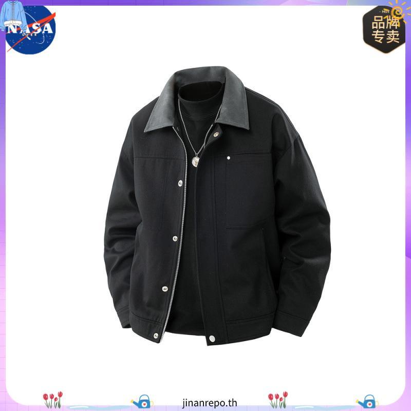 NASA Brand Retro Street Wear cleanfit Tooling Detroit Jacket Men Street Loose All-Match Lapel Jacket