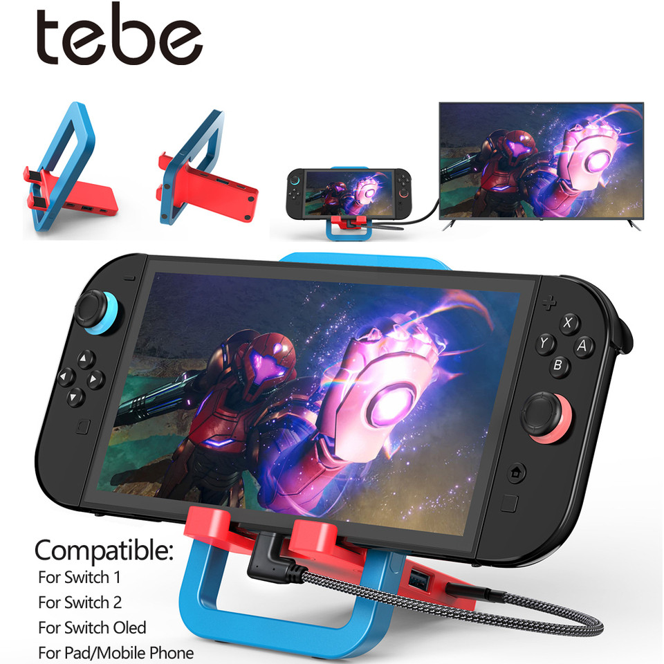 TEBE สวิทช์ 2 พับ TV Docking Station Stand Holder 4K 60hz HDMI PD 100W USB Hub สําหรับ Nintendo Swit