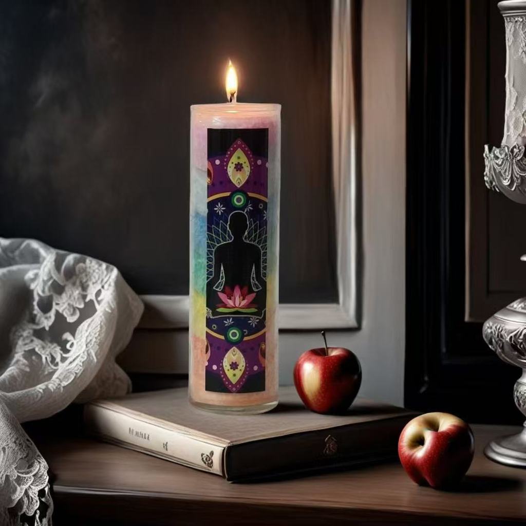 Colorful Glass Bottle Religious Candles Seven-Day Religious Candles Ceremonial fragrance, low smoke,