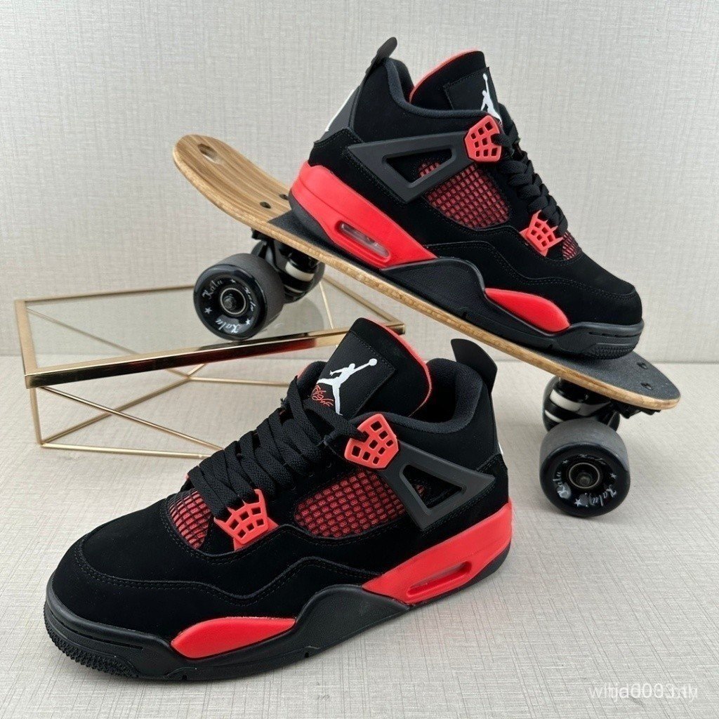 ราคาที่ดีที่สุด Jordan 4 "Red Thunder" สีดํา/ขาว-แดง CT8527-016 AJ 4 รองเท้าบาสเก็ตบอล Retro รองเท้า