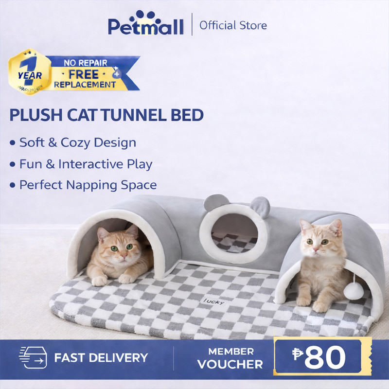 อุโมงค์แมวปุยพร้อม Peek a Boo Window Interactive Play Tube สําหรับแมวในร่ม Cozy Hideout-99