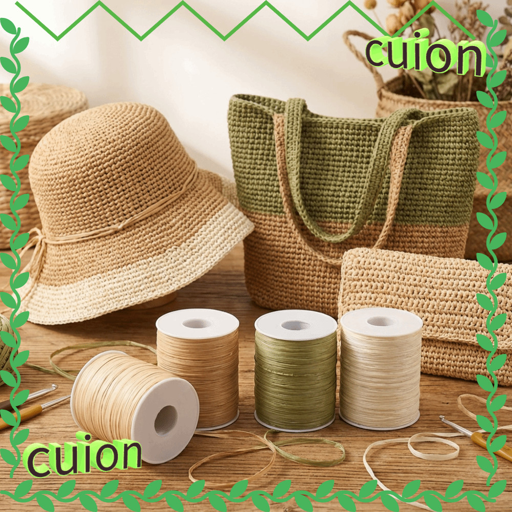 CUION1413 ด้าย Raffia, ทนทานเป็นมิตรกับสิ่งแวดล้อมตะขอหมวกริบบิ้น, คุณภาพระดับพรีเมียมทอผ้า 120M ต่อม้วนโครเชต์เส้นด้ายกระเป๋าและหมวก