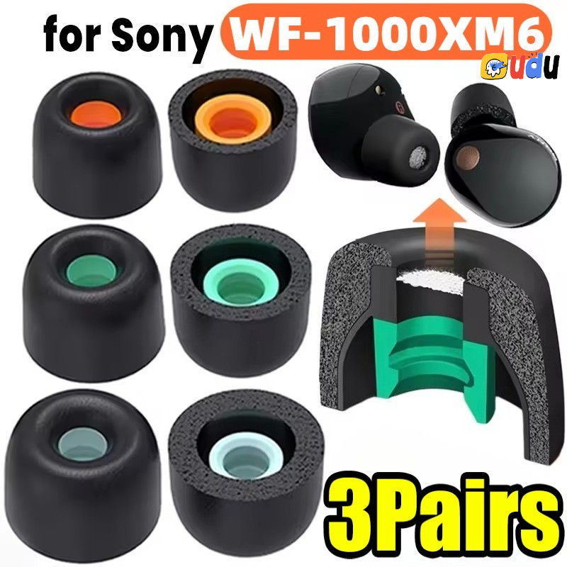 จุกหูฟังเมมโมรี่โฟม กันลื่น สําหรับ So-ny WF-1000XM6 เบาะเปลี่ยนหูฟัง กันฝุ่นตาข่าย กันลื่นที่อุดหู หมวกหูเบาะ