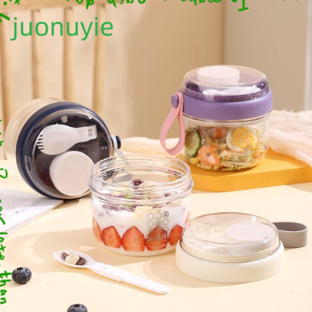 JUONUYIE ชามโยเกิร์ต, ถ้วยอาหารเช้าแบบใช้มือถือป้องกันการรั่ว, ซีลแบบพกพานํากลับมาใช้ใหม่ 650 มล. ภาชนะข้าวโอ๊ตสําหรับข้าวโอ๊ตธัญพืชถั่วโยเกิร์ต