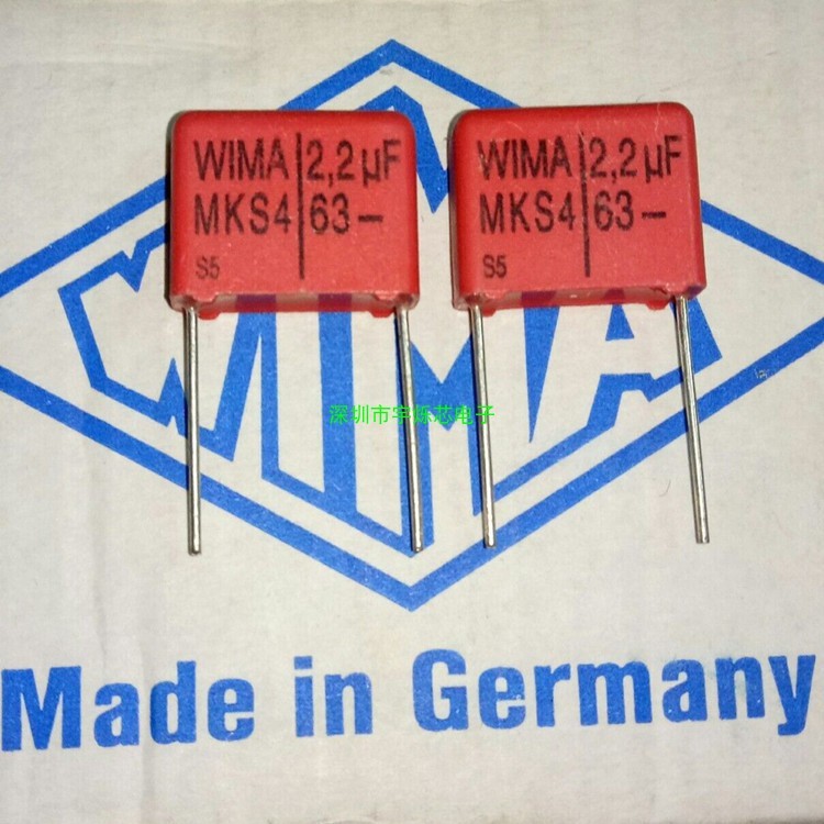 เยอรมันสีแดง WIMA WIMA 63V 2.2 UF MKS4 Fever การมีเพศสัมพันธ์ของเสียง Stepless Capacitor ต้นฉบับใหม่