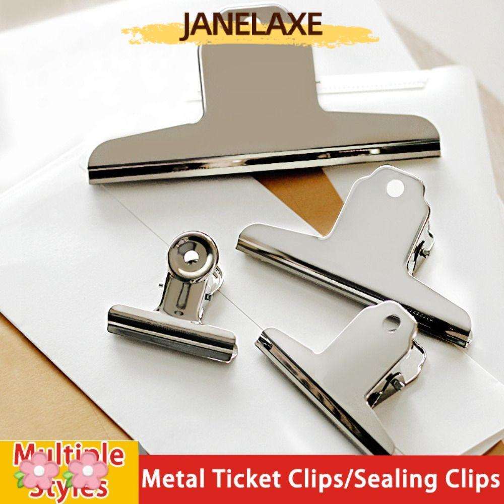 JANELAXE932JN คลิปหนีบกระดาษ, สแตนเลสหลายขนาดโลหะ Binder คลิป, คลิปซีลหัวกลม/แบน/ภูเขานักเรียน