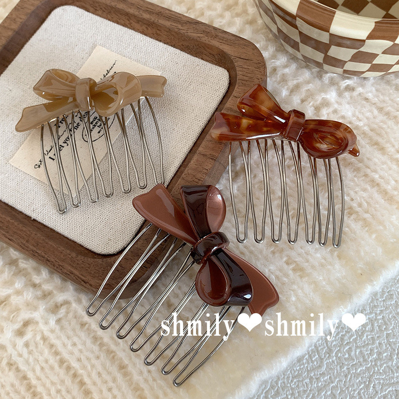 T Classy Acetate Bow Hair ใส่หวีไม่มีรอยต่อ Bangs คลิปหน้าผากกลับหัวหวี Hairpin Hairpin Hairpin ด้านข้าง Headdress