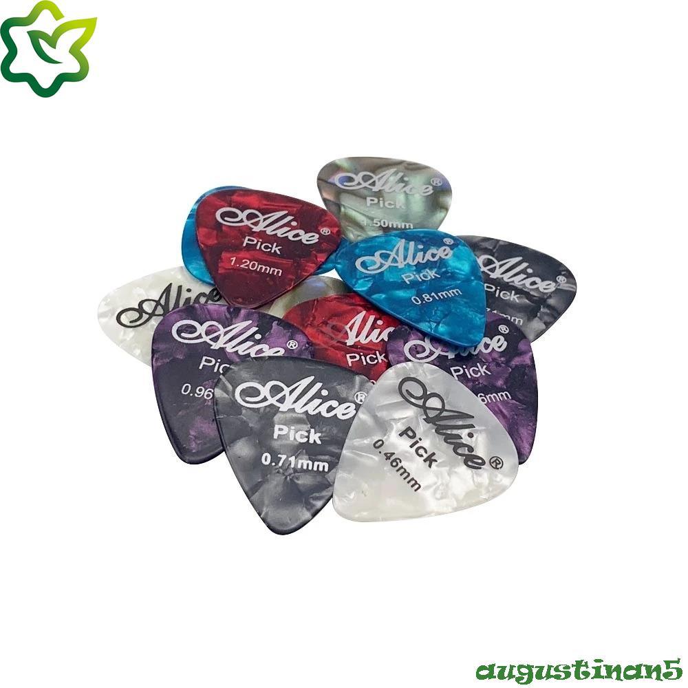 AUGUSTINAN 5 ชิ้นสีหยิบCelluloid, ปิ๊กกีตาร์ Celluloid Plectrum คละสี, ความหนา 0.46-1.5 สีสุ่มอุปกรณ์เสริมกีตาร์ Pick Original Sound Guitar Music