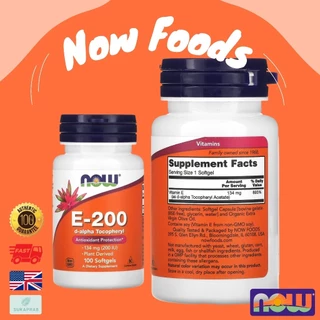 พร้อมส่ง NOW Foods E-200 134 mg (200 IU) E-400 268 mg (400 IU) วิตามินอี Mixed Tocopherols