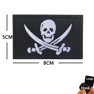 ธงโจรสลัด, FOG ส่งต่อสังเกตเสื้อผ้าป้าย,Blackbeard Skull Heart ปัก Applique ยุทธวิธีสัญลักษณ์ Hook Loop แพทช์หัวเข็มขัดตะขอ