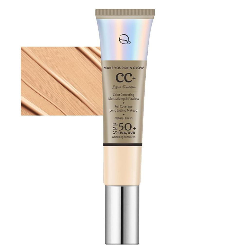 CC Cream SPF50 รองพื้นคอนซีลเลอร์แบบเต็มเอฟเฟกต์, รูขุมขนที่มองไม่เห็น, สีผิวสม่ําเสมอ, คอนซีลเลอร์,