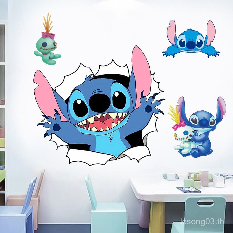 Star Treasure Stitch สติกเกอร์ Self-Adhesive PVC ผนังสติ๊กเกอร์เด็กการ์ตูนอะนิเมะ Stitch สติกเกอร์ตก