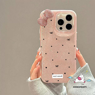 กระเป๋าใส่ของนุ่มลายโบว์จุด เข้ากันได้กับ iPhone 11 12 13 17 14 15 16 Pro Max 7 8 14 15 16 Plus XR X XS Max SE 2020 air
