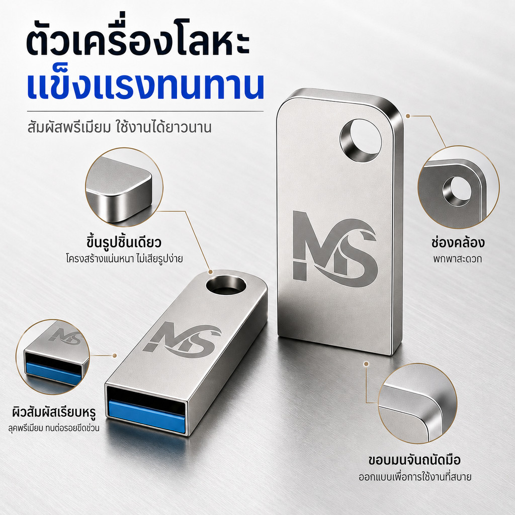 แฟลชไดรฟ์ USB โลหะสำหรับรถยนต์ พกพาง่าย ใช้งานทันที รองรับเครื่องเสียง รถ แล็ปท็อป คอมพิวเตอร์ ลำโพง