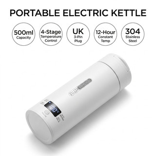 Portable Electric Kettle – 304 Stainless Steel Travel Kettle with 4 Variable Temperature Settings, Hot Water Boiler